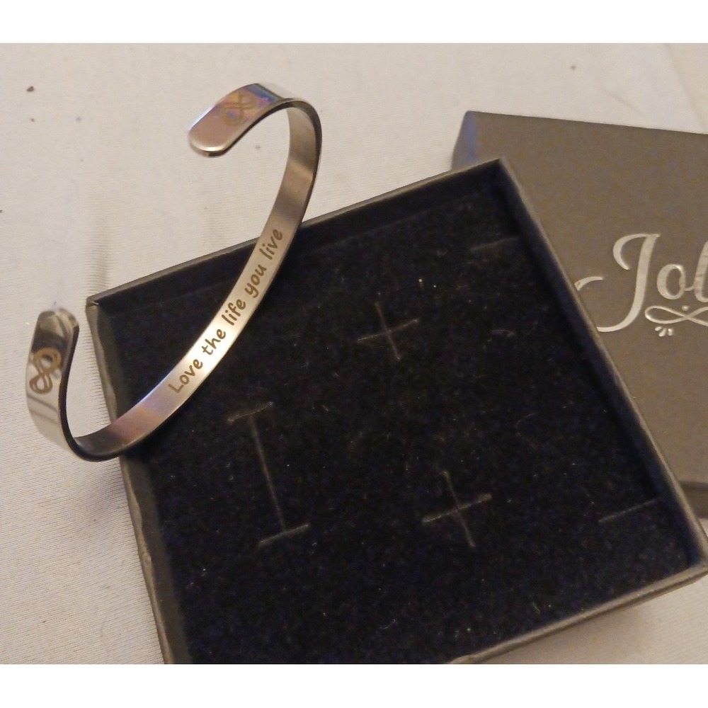 NEW Women's Adjustable‎ Silver Cuff Bracelet - Love the Life You Live